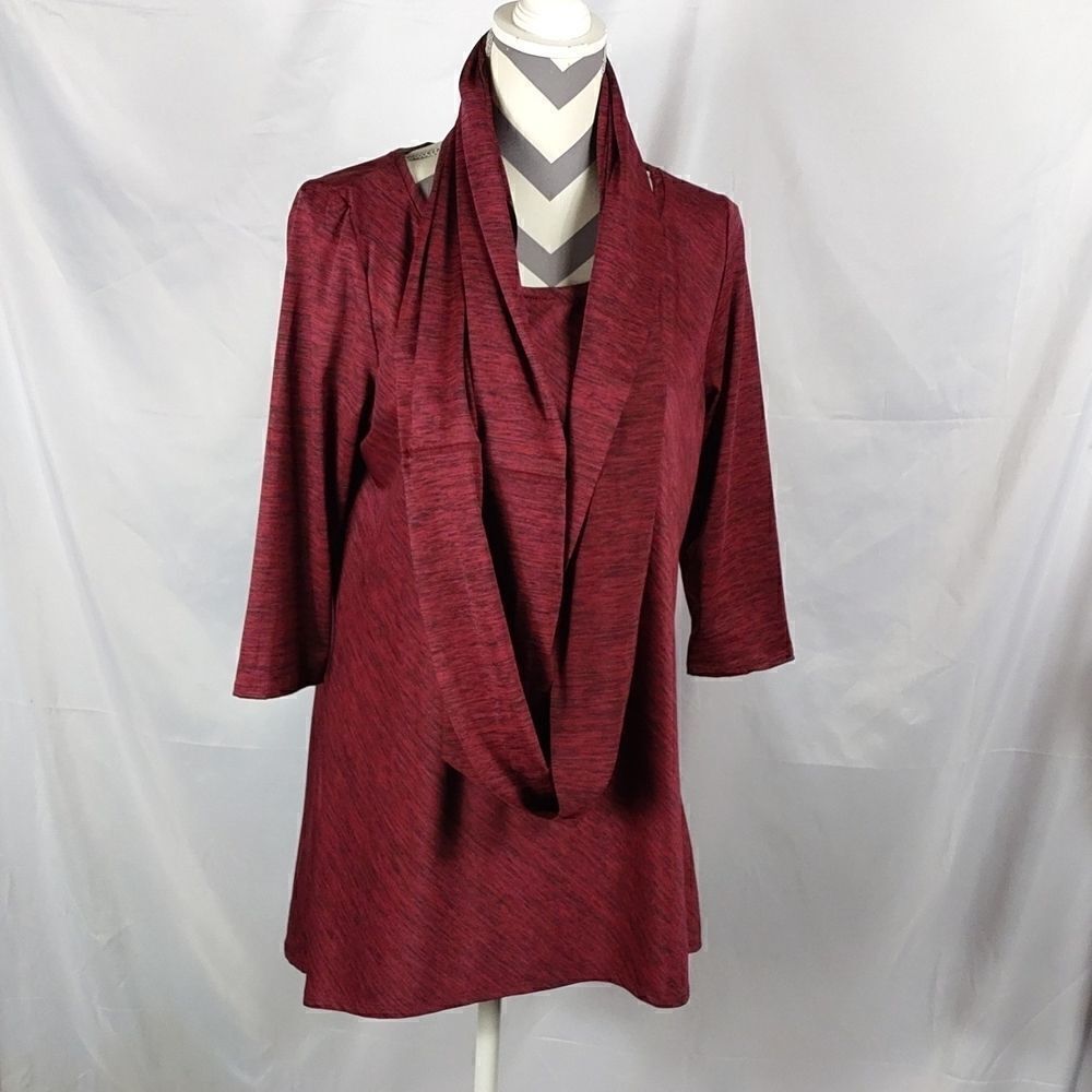 Hannah Maroon A line Dress w/ Scarf